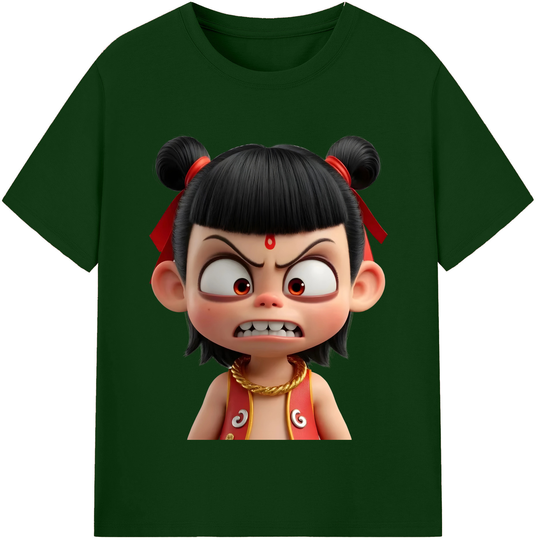（画像用） Ne Zha 2 ナタ 魔童の大暴れ 綿100％半袖Tシャツ（フロントプリント）